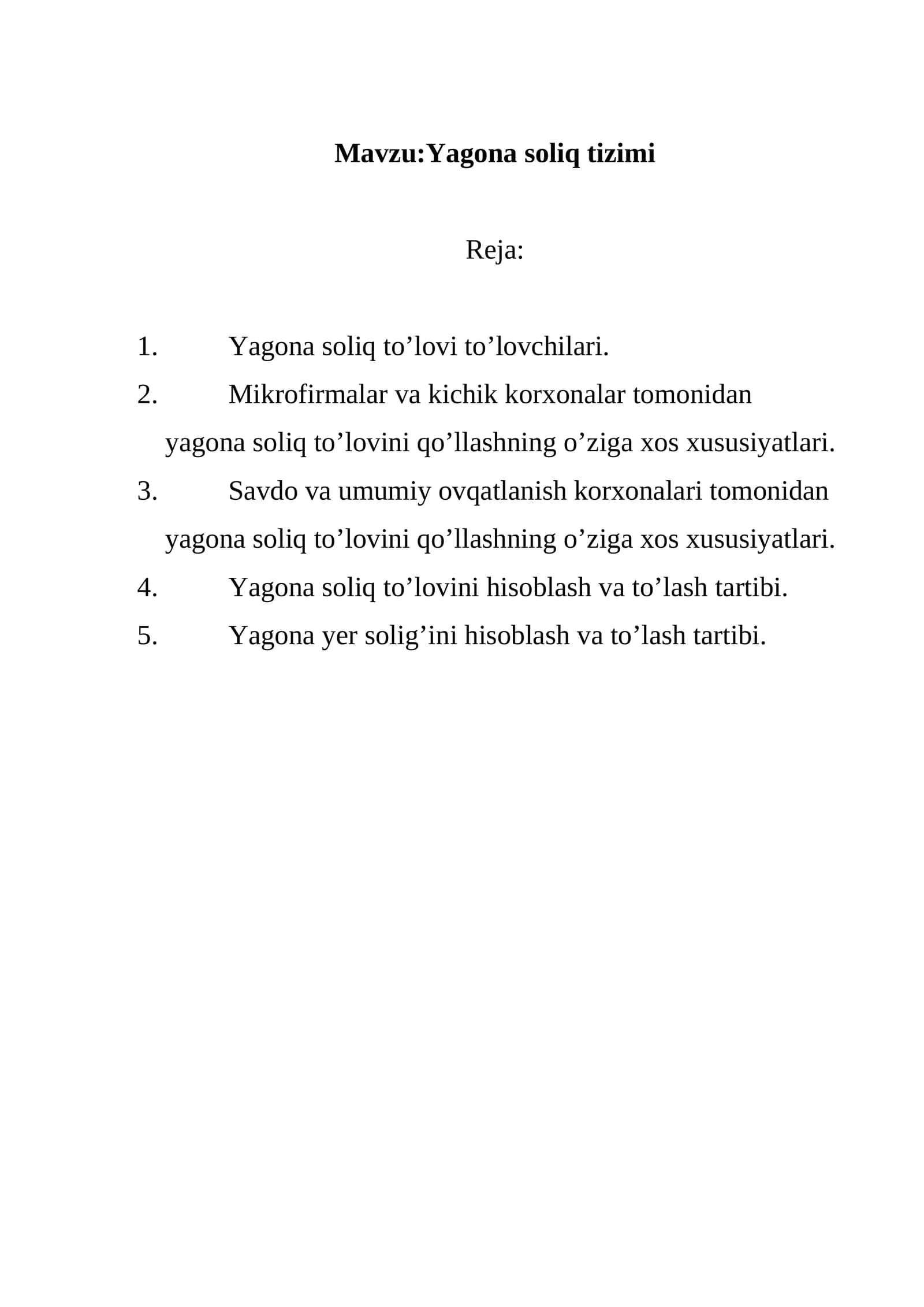 Yagona soliq tizimi