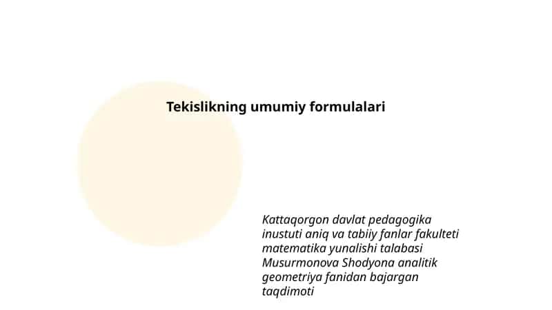 Analitik Geometriya fanidan Taqdimot