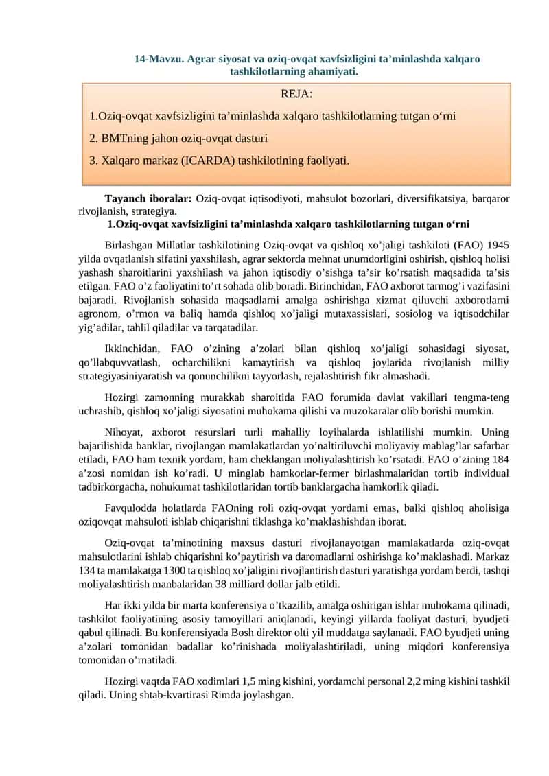 FAO (Birleşmiş Milletler Gıda ve Tarım Örgütü)