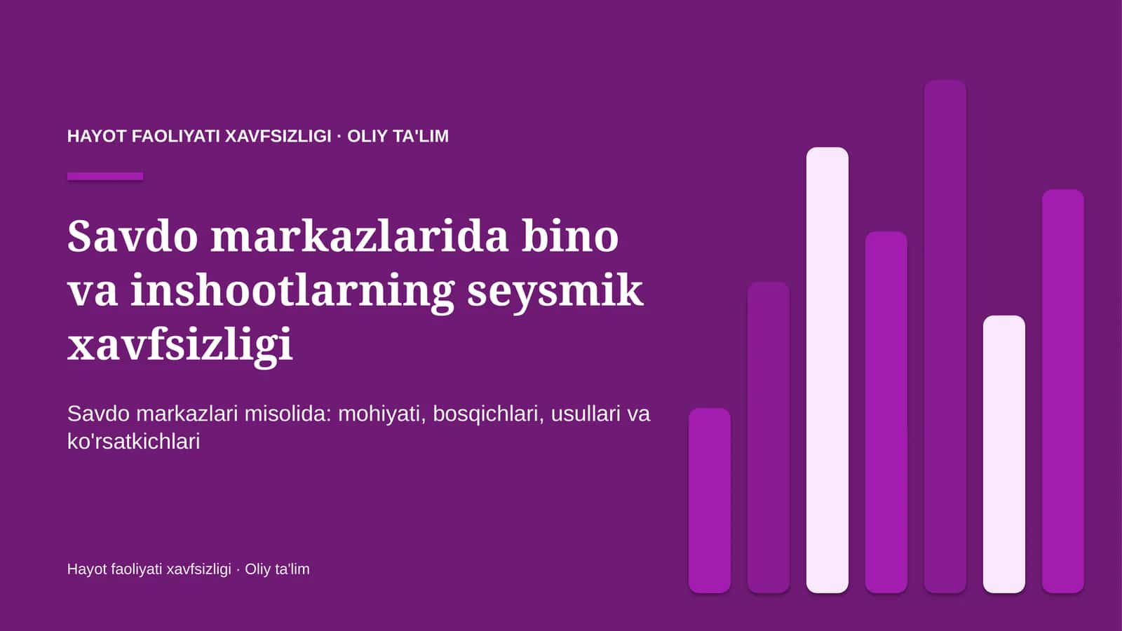 Savdo markazlarida bino va inshootlarning seysmik xavfsizligi