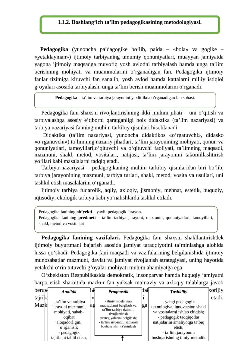 Boshlang‘ich taʼlim pedagogikasining metodologiyasi