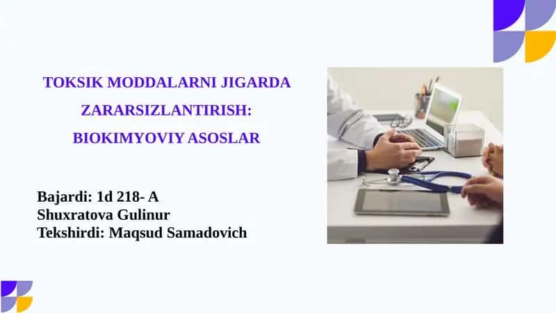 TOKSIK MODDALARNI JIGARDA ZARARSIZLANTIRISH: BIOKIMYOVIY ASOSLAR