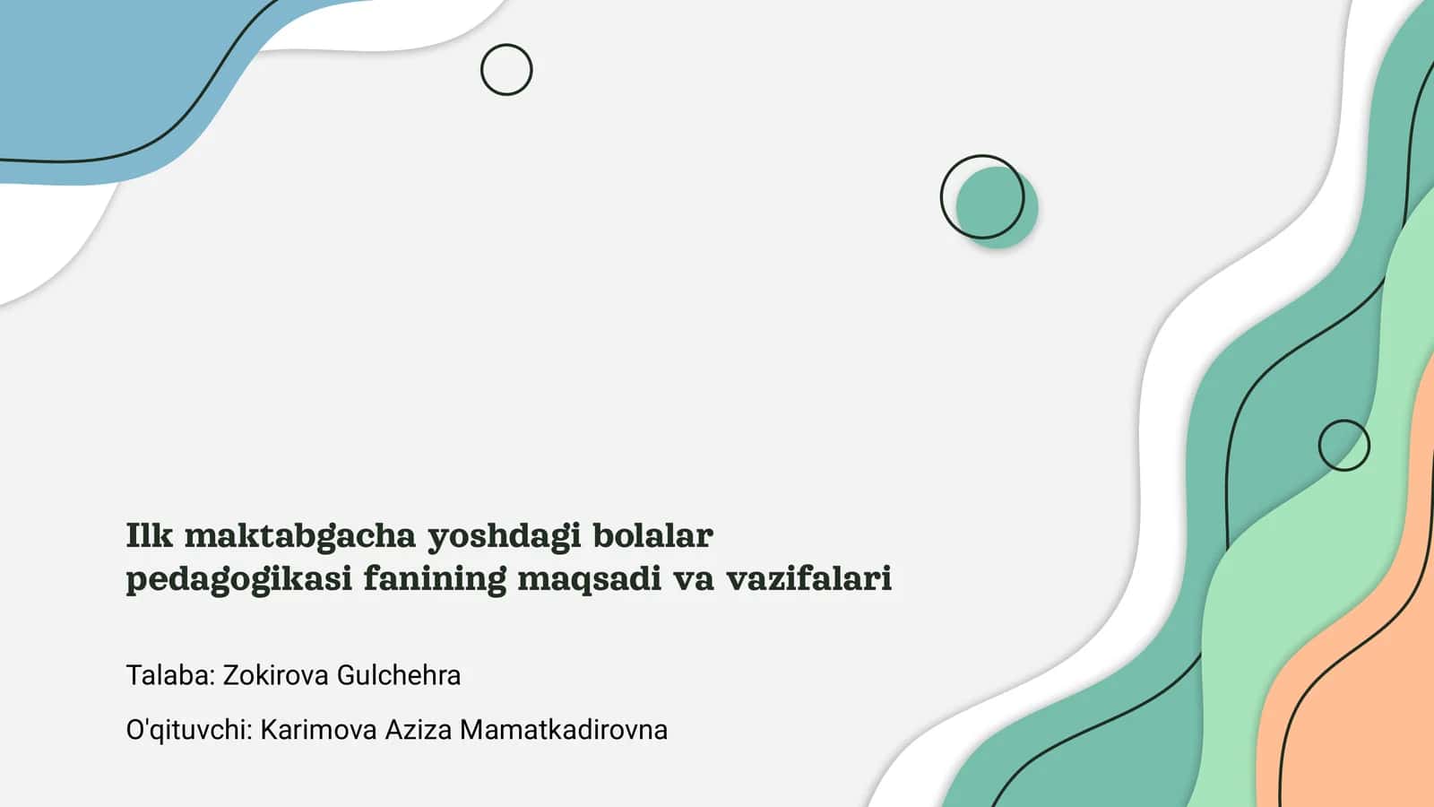 Ilk maktabgacha yoshdagi bolalar pedagogikasi fanining maqsadi va vazifalari