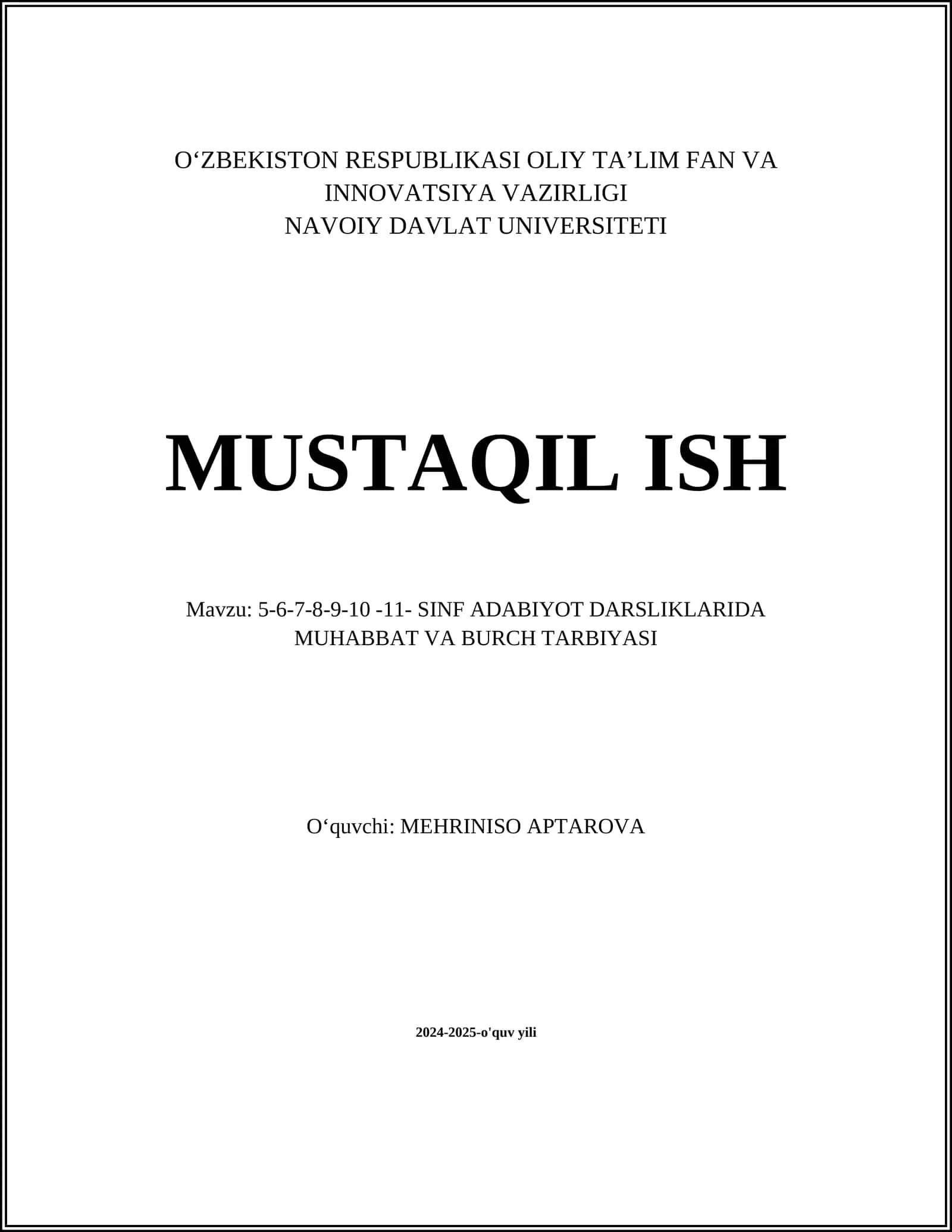 Sevgi va burch munosabatlari