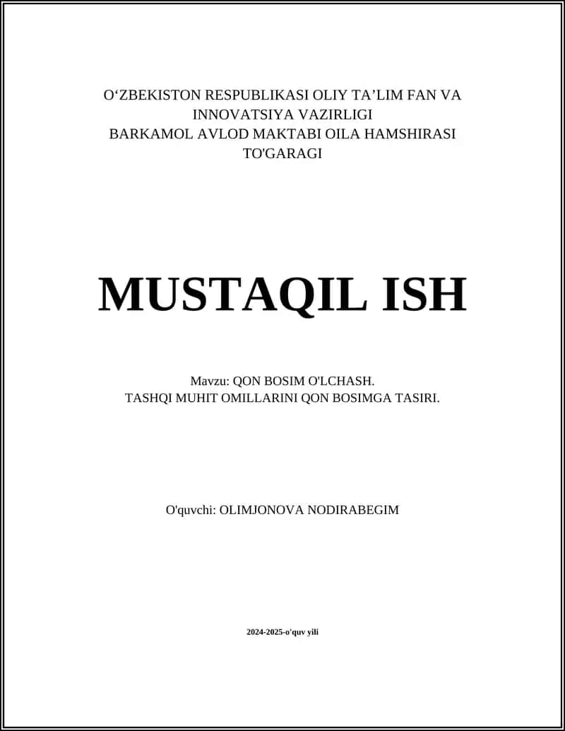 QON BOSIM O'LCHASH