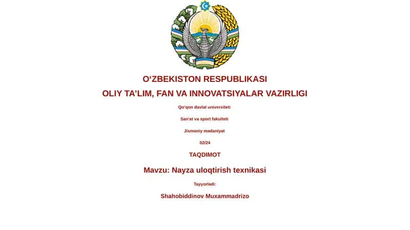 Nayza uloqtirish texnikasi