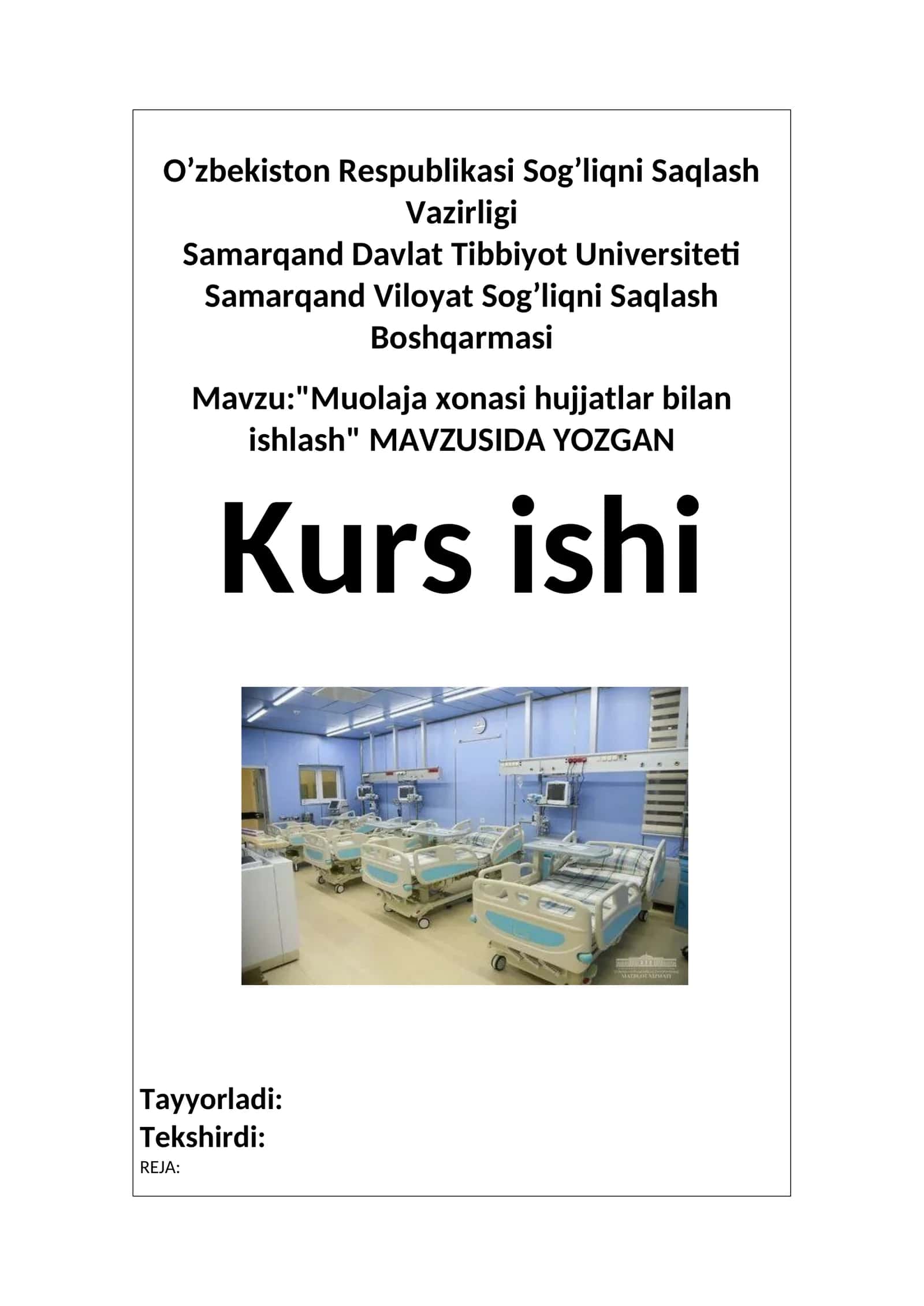 Muolaja xonasi hujjatlar bilan ishlash