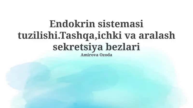 Endokrin sistemasi tuzilishi