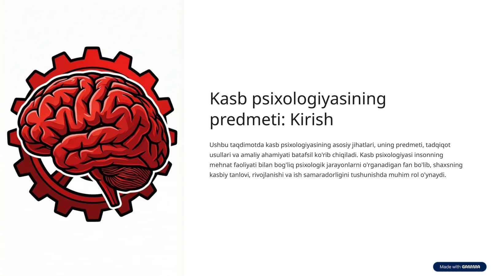 Kasb psixologiyasining predmeti: Kirish
