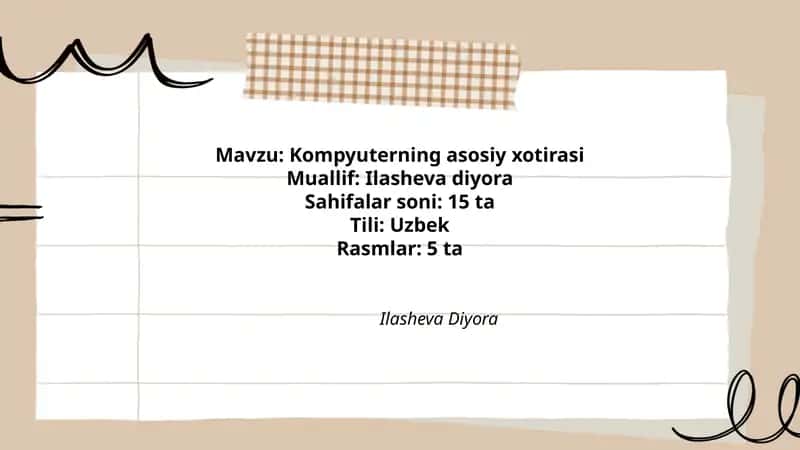 Kompyuterning asosiy xotirasi