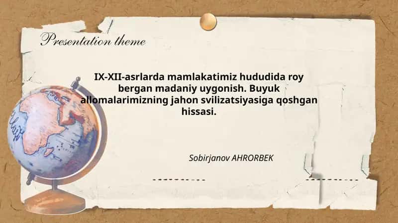 IX-XII asrlarda mamlakatimiz hududida roy bergan madaniy uygonish