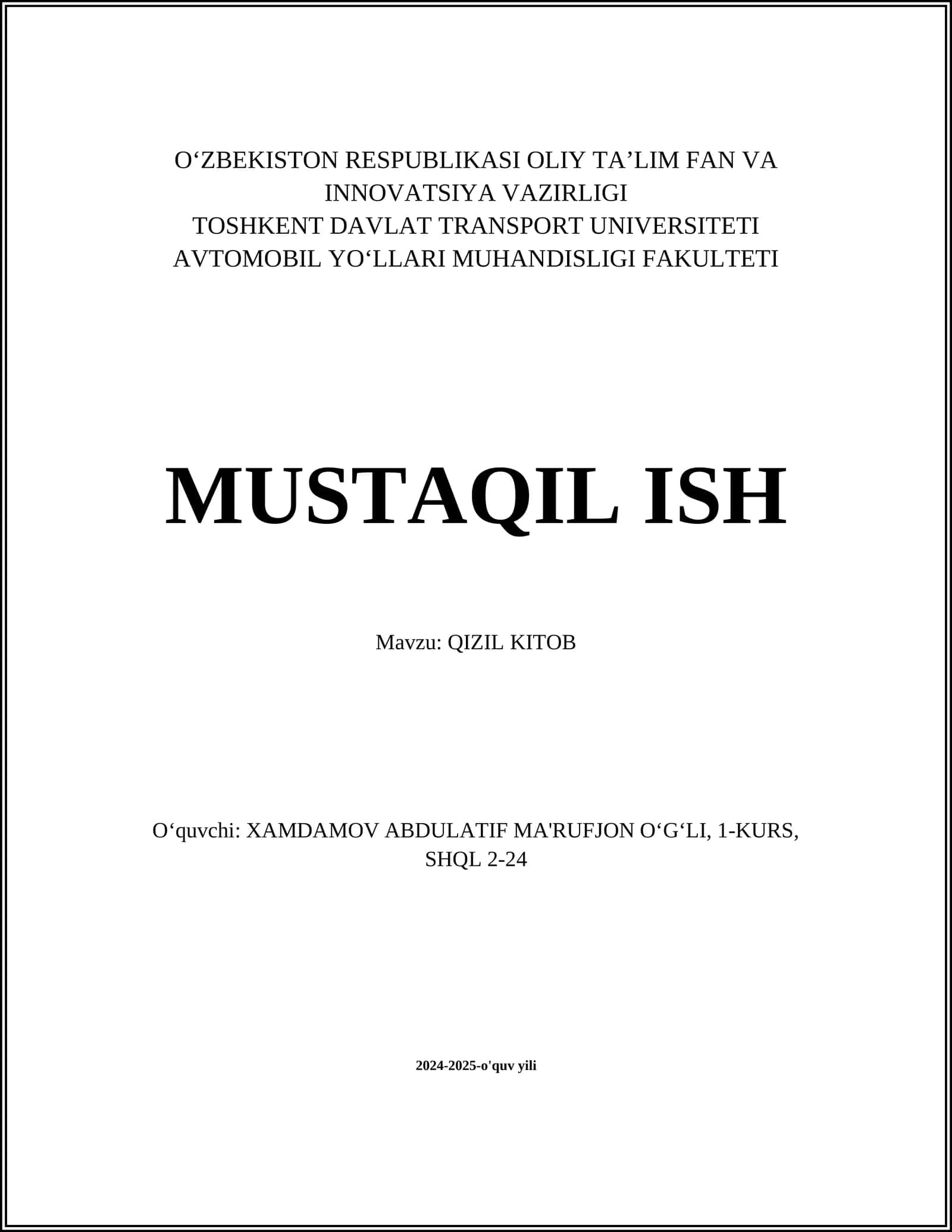 QIZIL KITOB