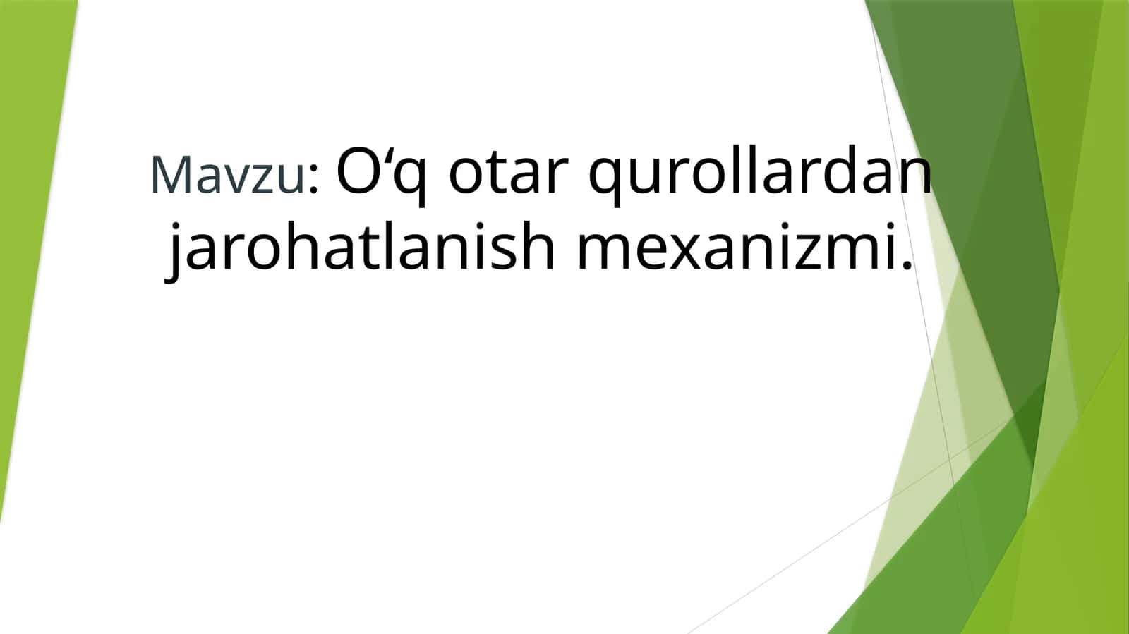 O‘qotar qurollardan jarohatlanish mexanizmi
