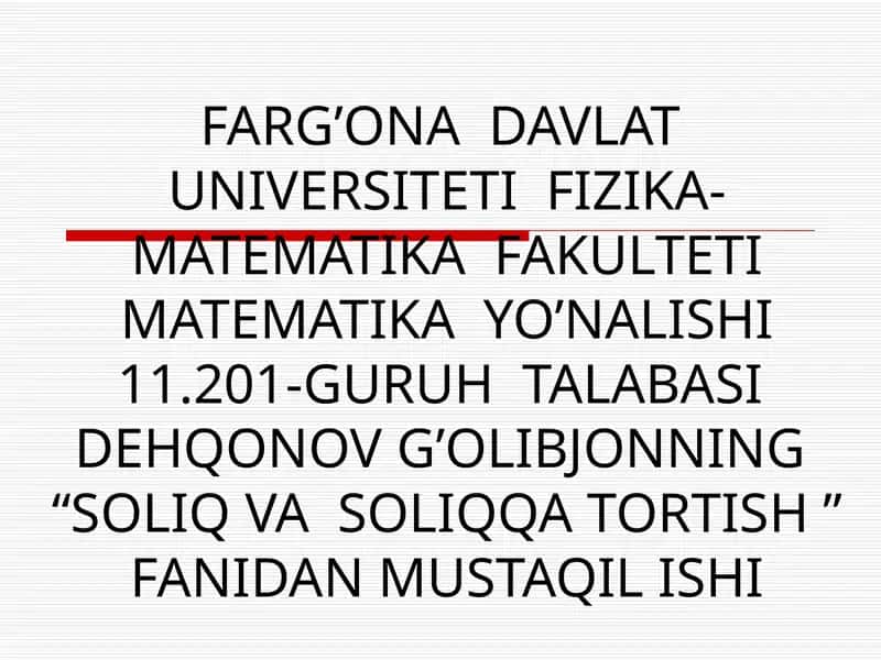 Soliq va soliqqa tortish