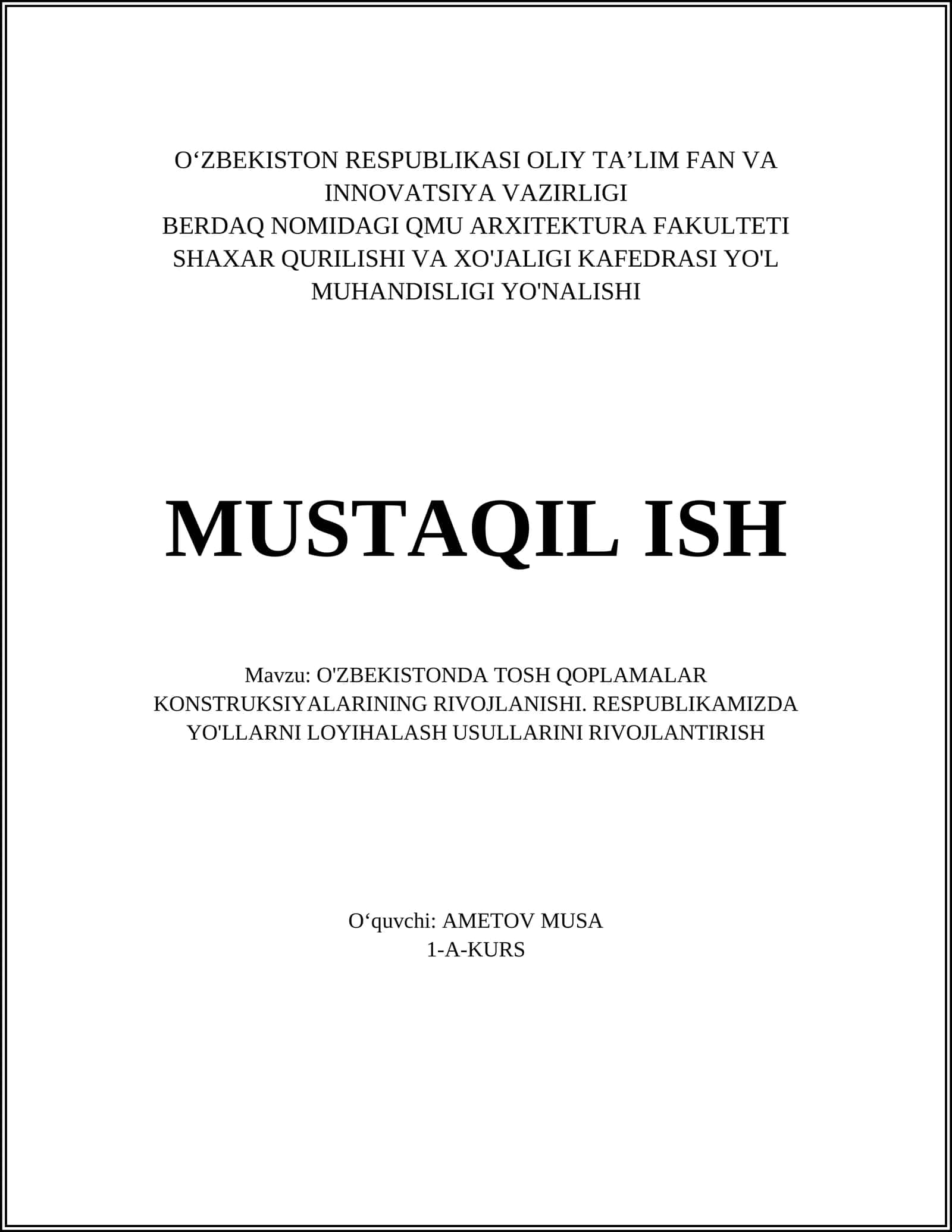 O'ZBEKISTONDA TOSH QOPLAMALAR KONSTRUKSIYALARINING RIVOJLANISHI