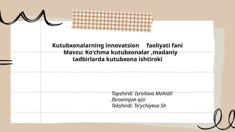 Kutubxonalarning innovatsion faoliyati fani