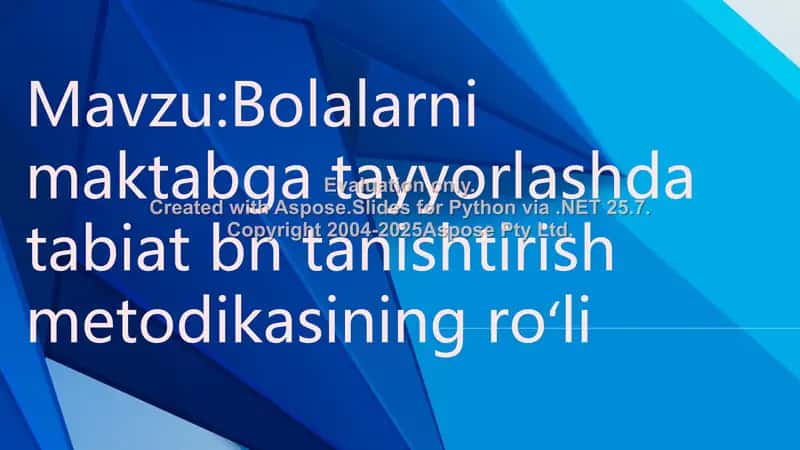 Bolalarni maktabga tayyorlashda tabiat bn tanishtirish metodikasi