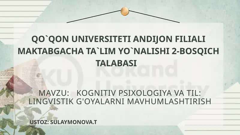 Kognitiv psixologiya va til: Lingvistik g'oyalarni mavhumlashtirish
