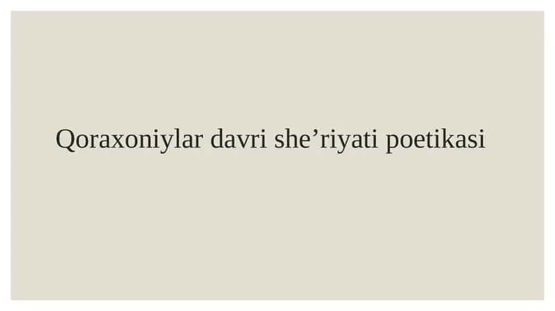 Qoraxoniylardavrishe’riyatipoetikasi