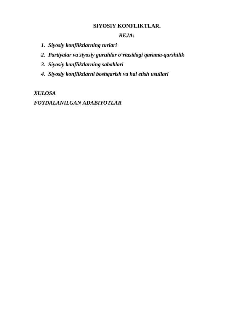 SIYOSIY KONFLIKTLAR.