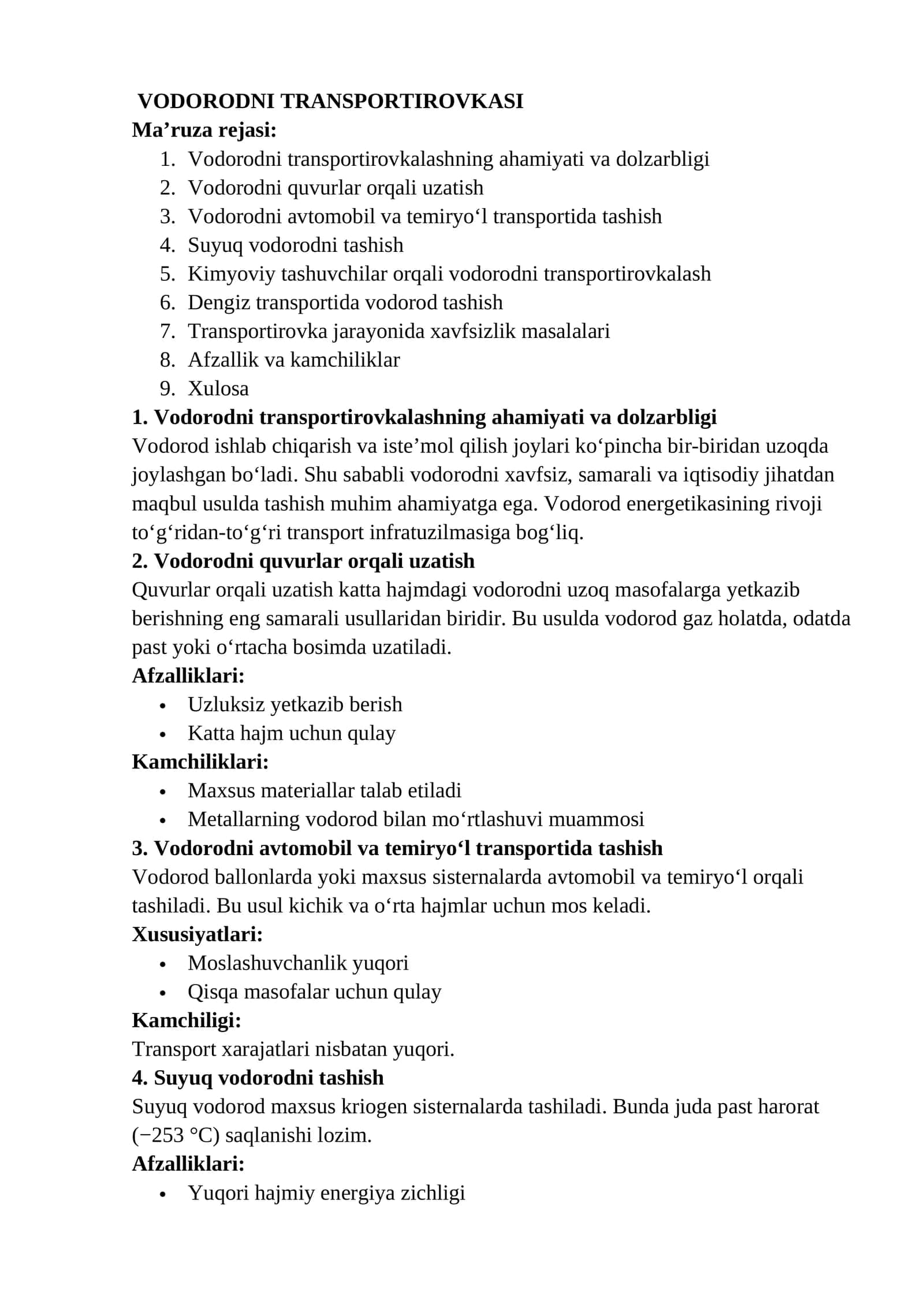 VODORODNI TRANSPORTIROVKASI