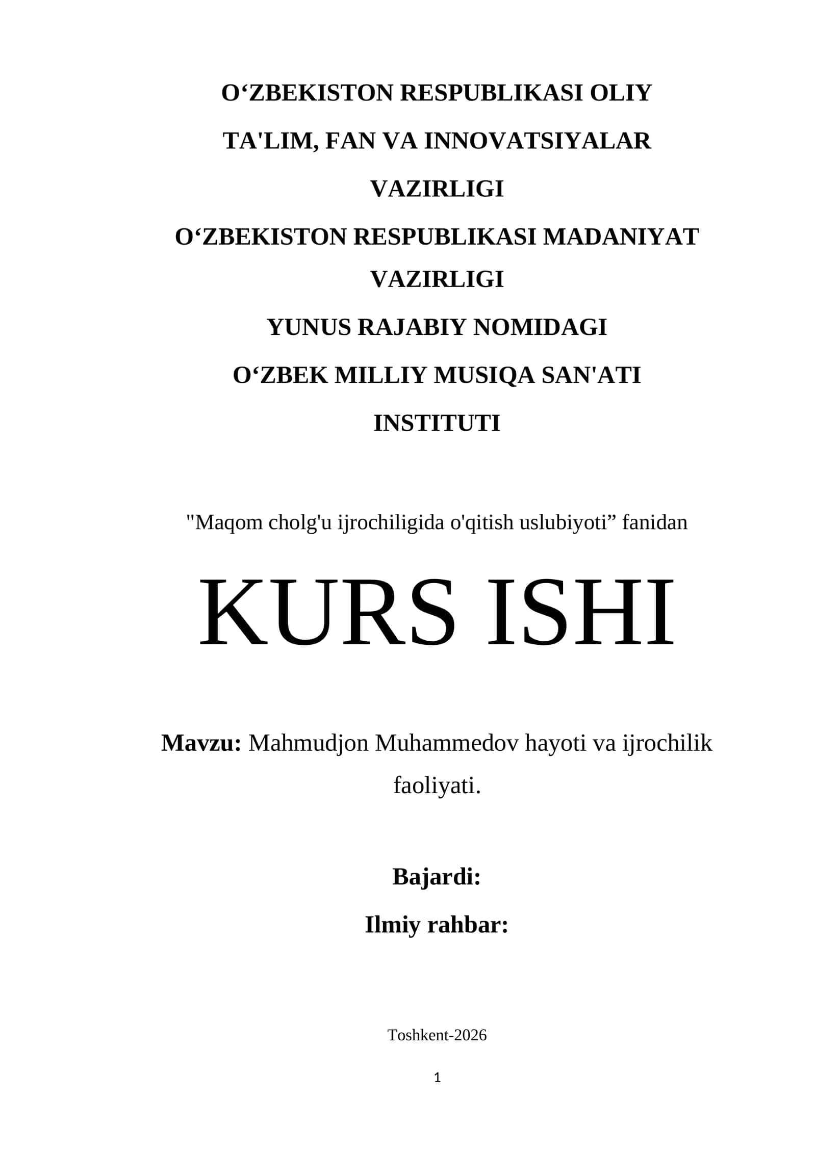 Mahmudjon Muhammedov hayoti va ijrochilik faoliyati