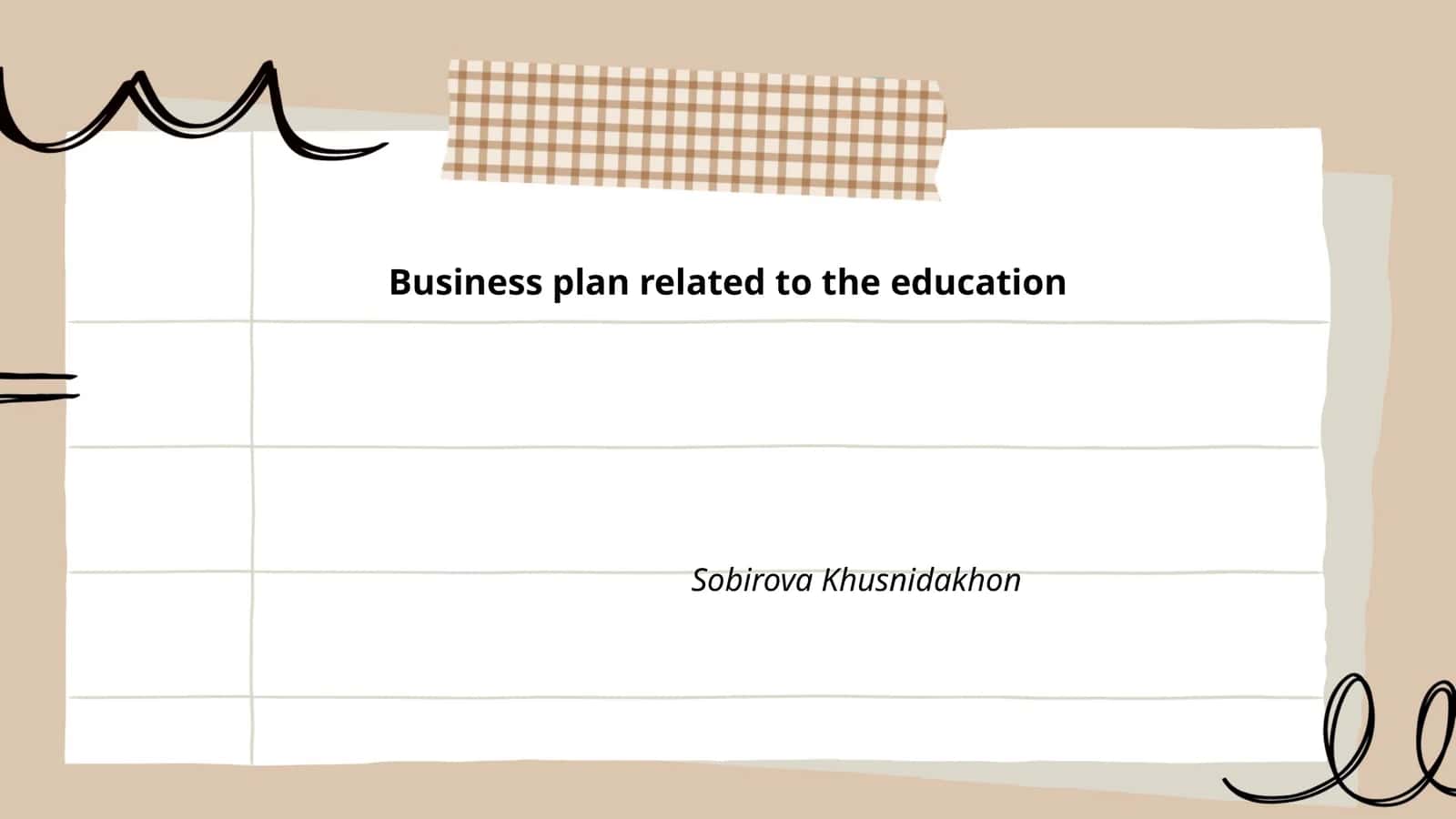 Business plan related to the education
