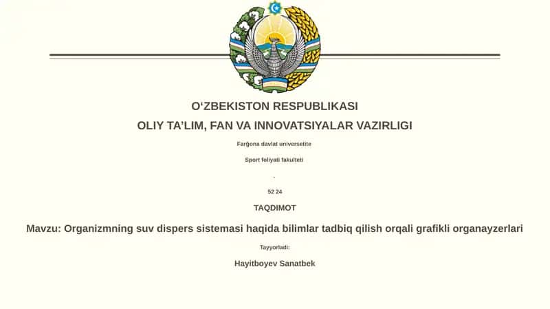 Organizmning suv dispers sistemasi