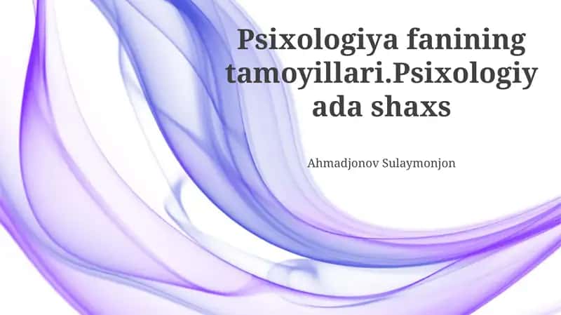 Psixologiya fanining tamoyillari