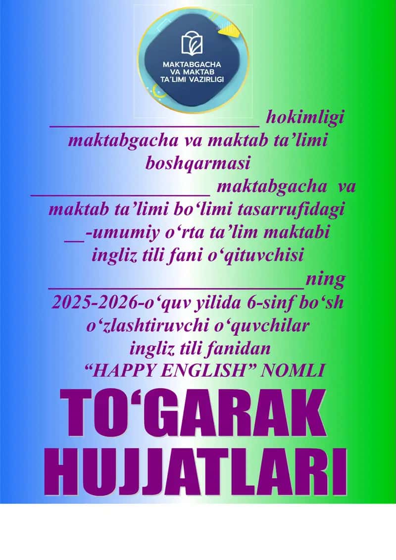 "HAPPY ENGLISH" NOMLI To‘garak a‘zolari haqida ma’lumot