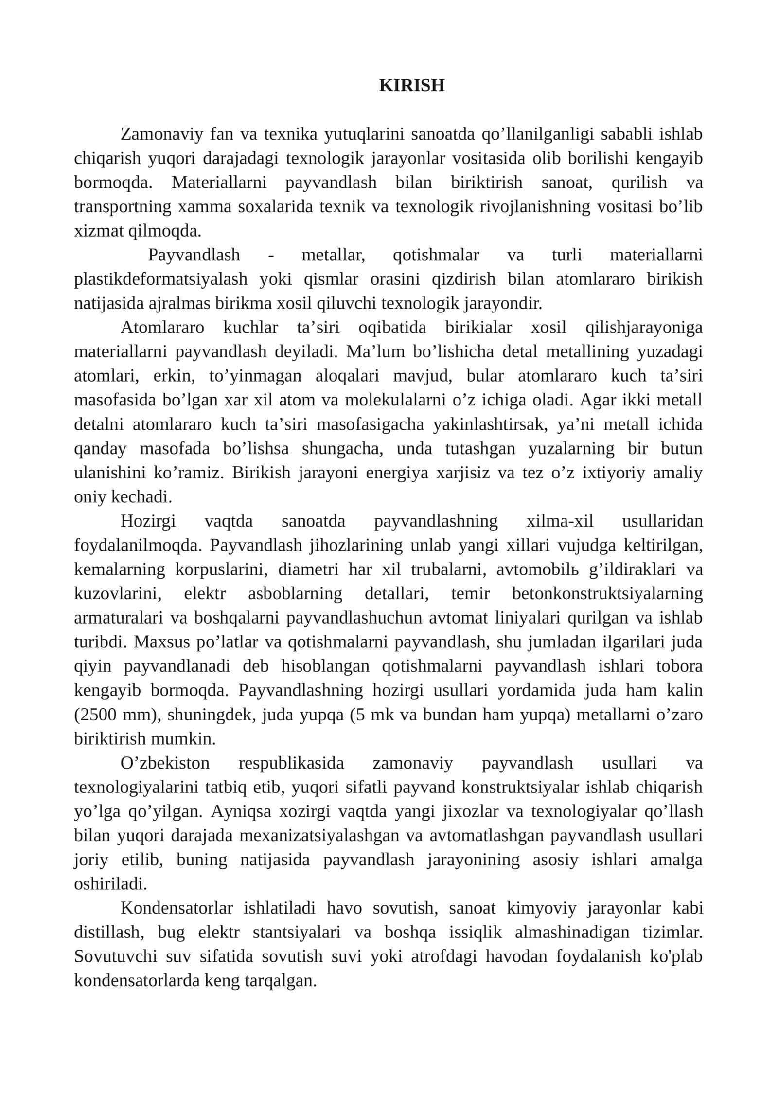 Payvandlash texnologiyasi