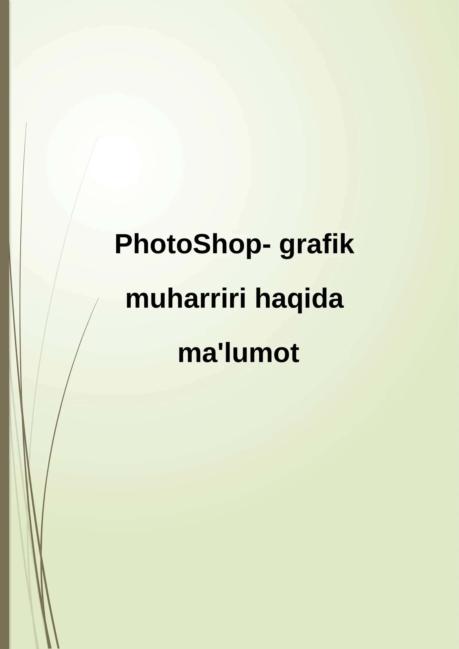 PhotoShop-grafik muharriri haqida ma'lumot