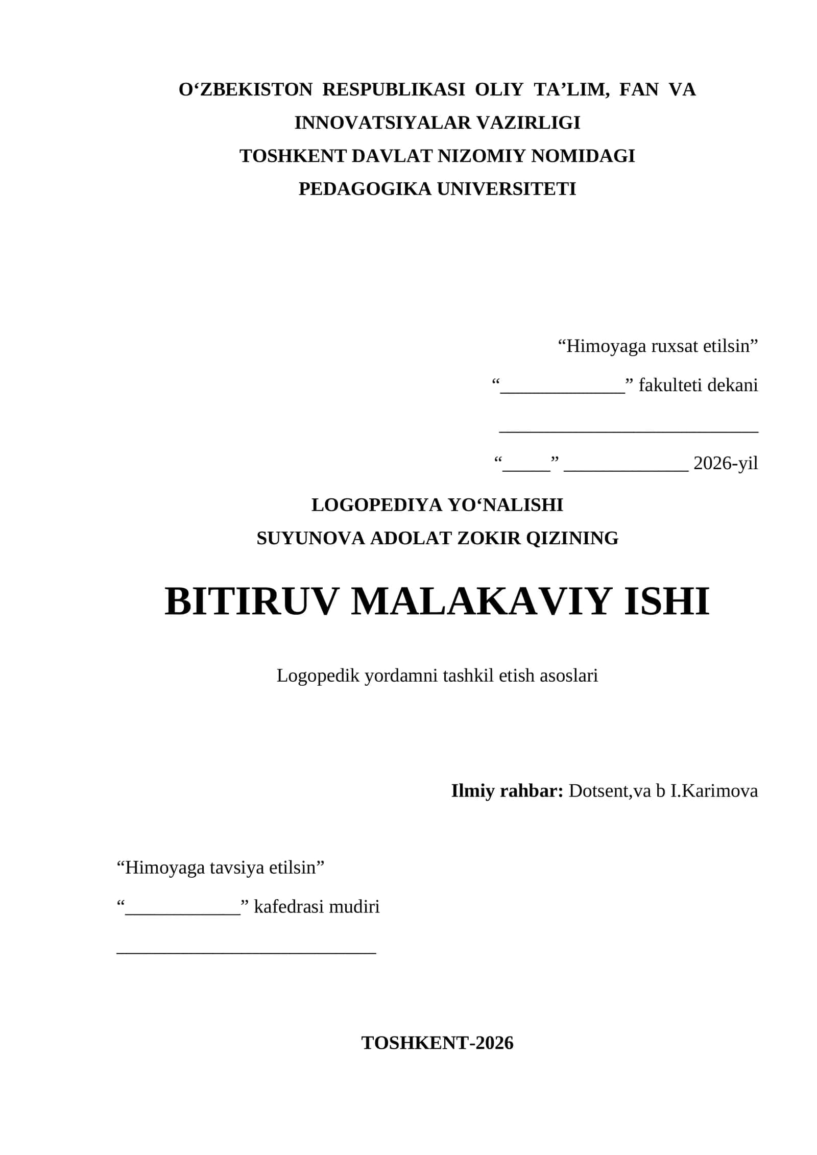 Bitiruv malakaviy ishi