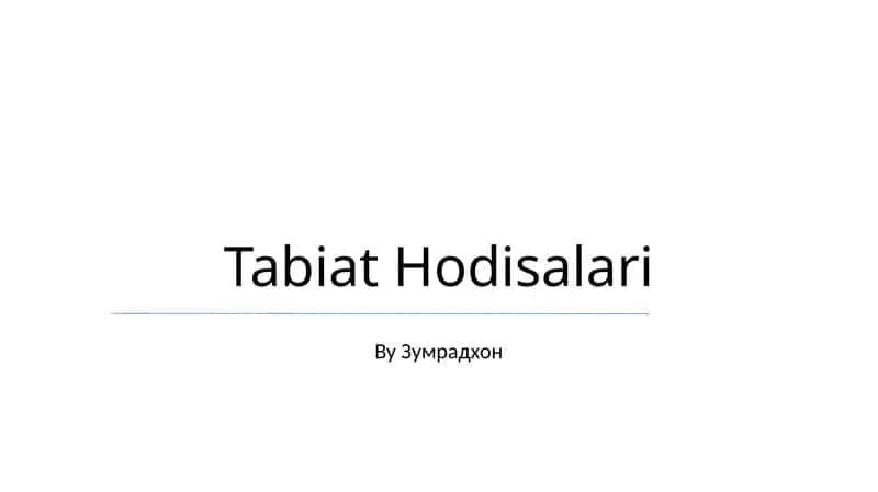 Tabiat Hodisalari