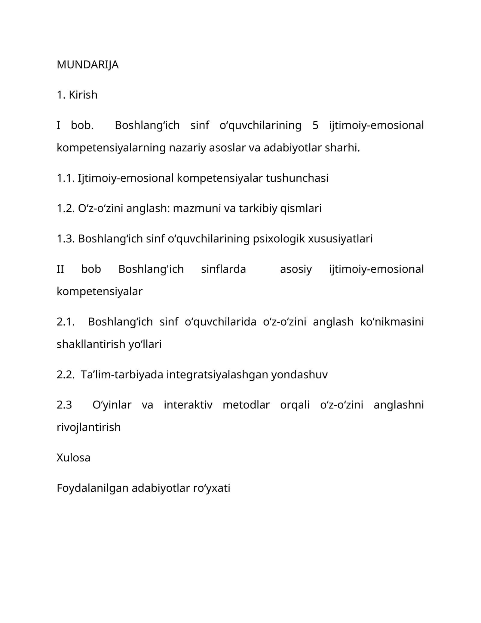 Boshlang‘ich sinf o‘quvchilarining ijtimoiy-emosional kompetensiyalari