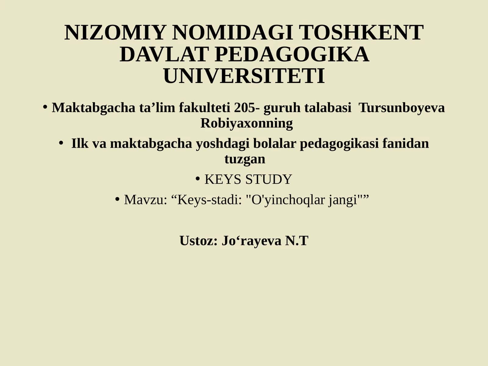 KEYS-STADI: "O'YINCHOQLAR JANGI"