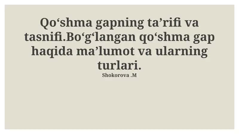 Qoʻshma gapning taʼrifi va tasnifi