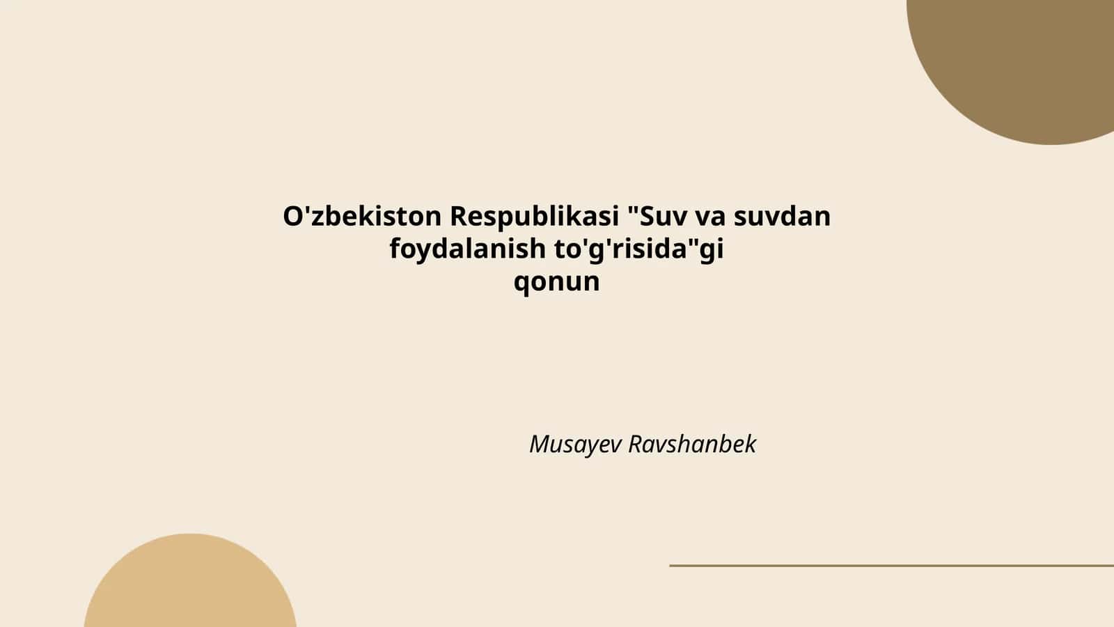 Suv va suvdan foydalanish to'g'risida qonun