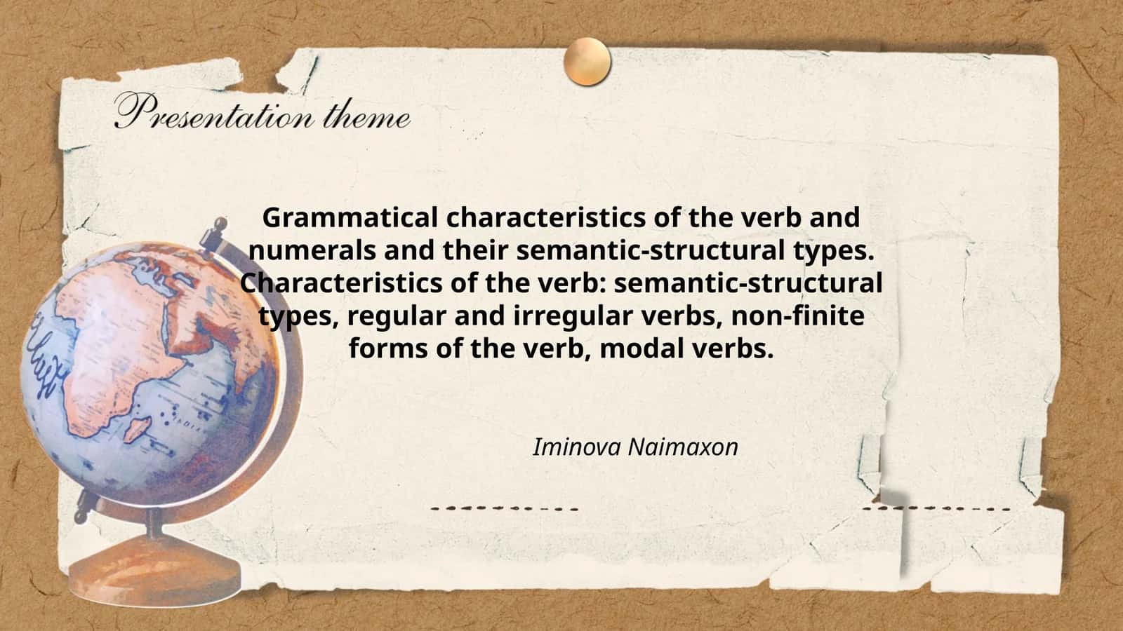 Grammatical characteristics of the verb and numerals