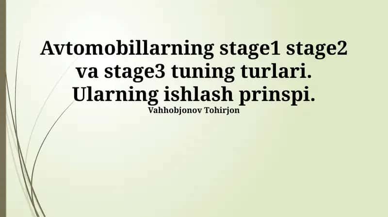 Avtomobillarning tuning turlari