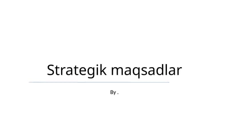 Strategik maqsadlar