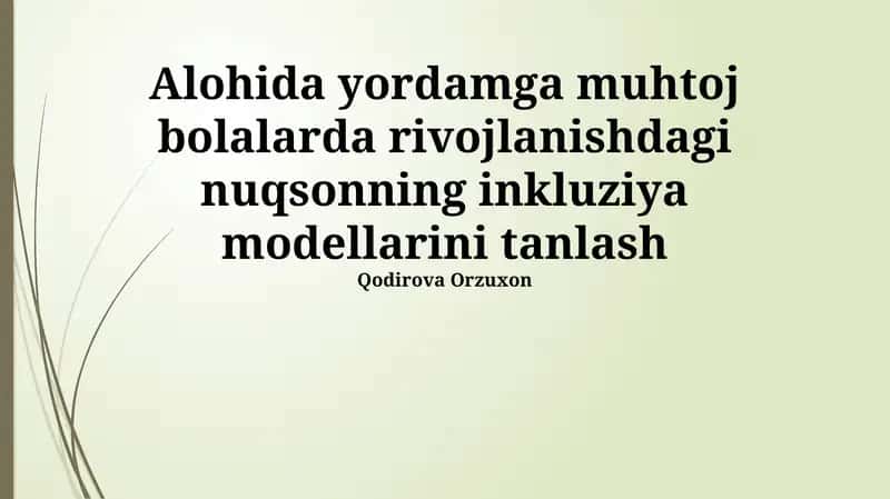 Maxsus Yordamga Muhtoj Bolalardagi Rivojlanish Buzilishlari