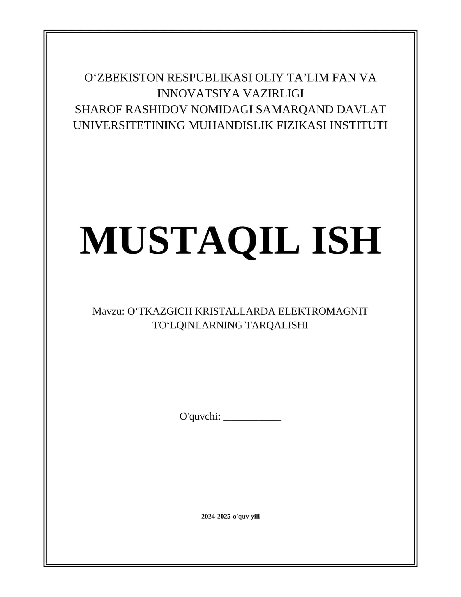 OʻTKAZGICH KRISTALLARDA ELEKTROMAGNIT TOʻLQINLARNING TARQALISHI