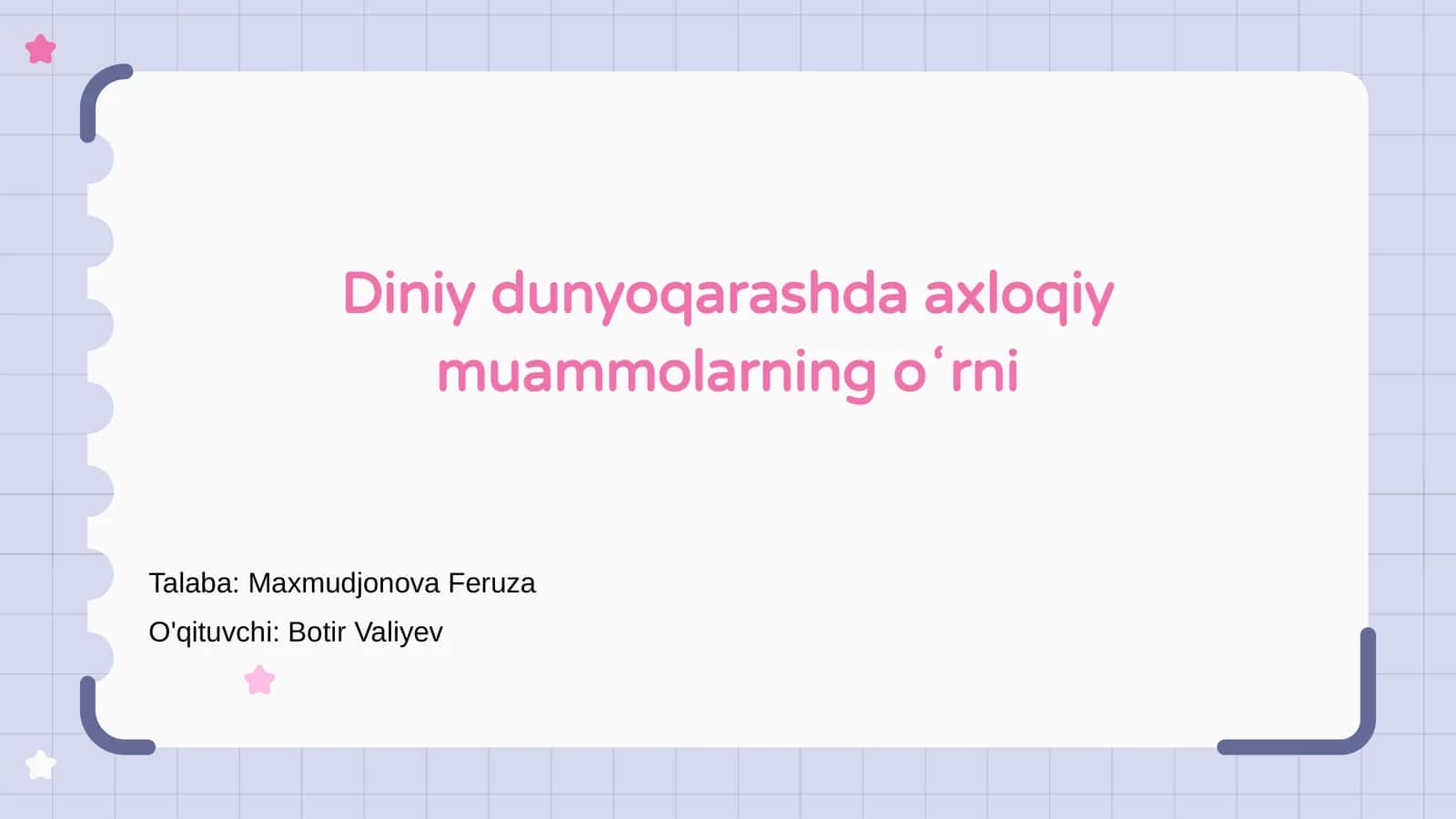 Diniy dunyoqarashda axloqiy muammolarning oʻrni