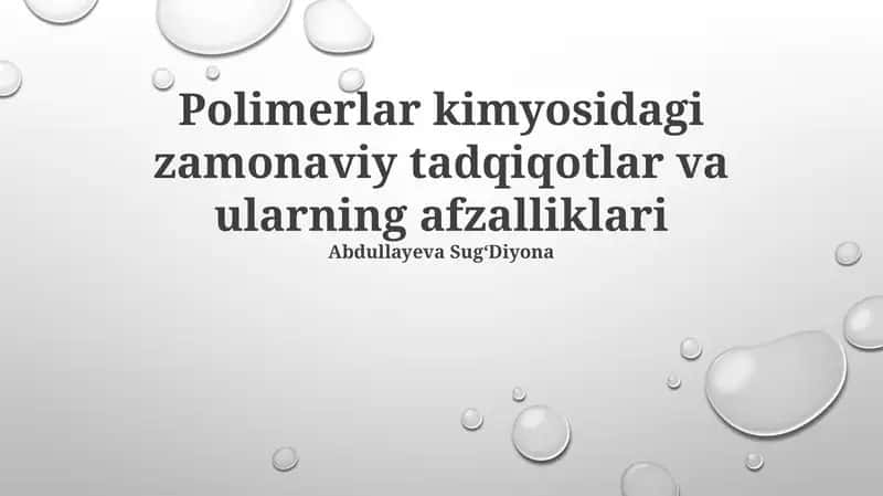 Zamonaviy Polimer Kimyosi