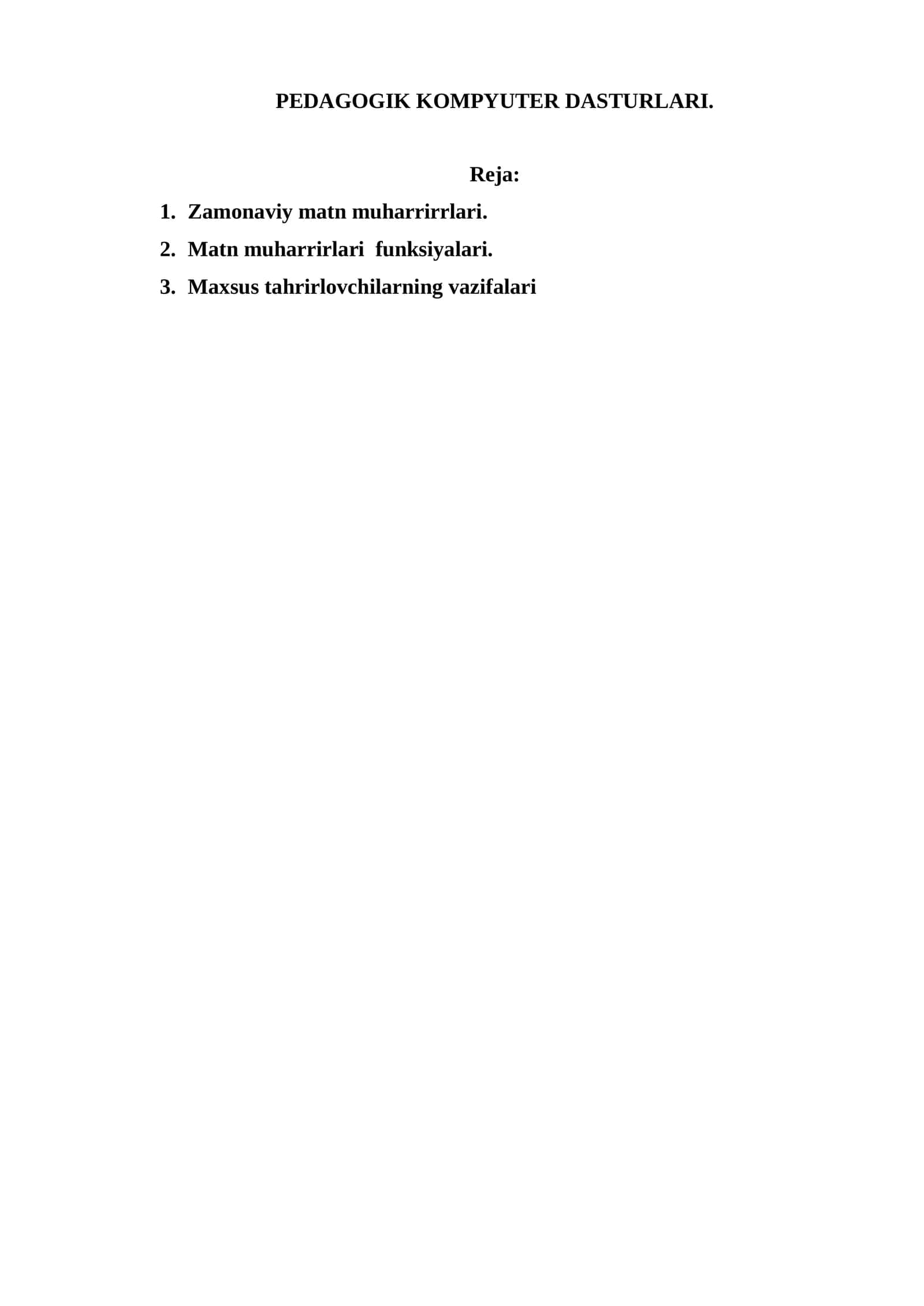 PEDAGOGIK KOMPYUTER DASTURLARI