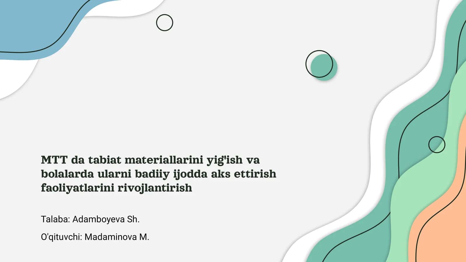 Tabiat materiallarini yig'ish va bolalarda ularni badiiy ijodda aks ettirish faoliyatlarini rivojlantirish