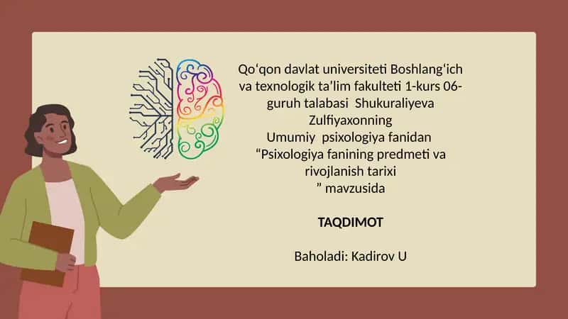 Psixologiya fanining predmeti va rivojlanish tarixi