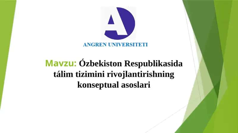 Ózbekiston Respublikasi tаlím tizimini rivojlantirishning konseptual asoslari