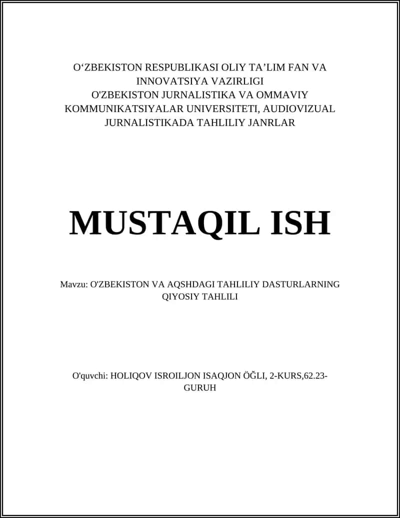 AUDIOVIZUAL JURNALISTIKADA TAHLILI JANRLAR